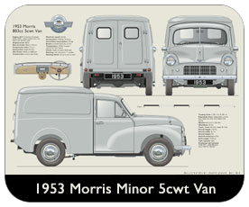 Morris Minor 5cwt Van Series II 1953 Place Mat, Small